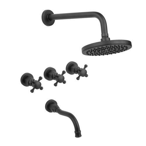 Griferia de Ducha y Bañera Estalgrif Häaz Vintage Black Cruz