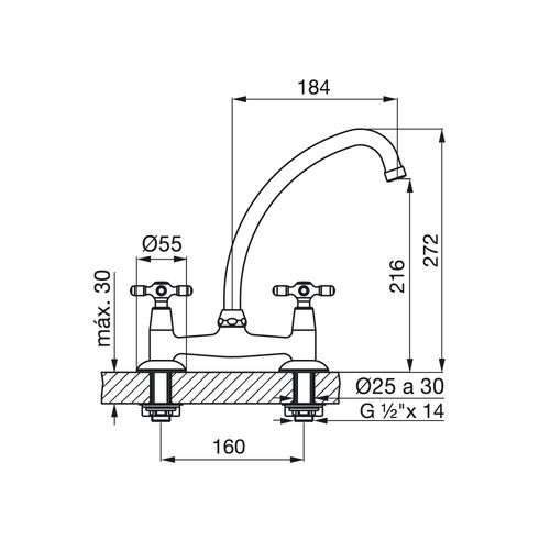 Grifería de Cocina Fv Newport Plus cromo 413/B2