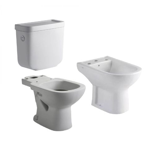 Combo de inodoro largo con deposito y bidet Ferrum Bari