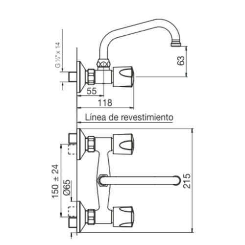 Grifería de Cocina Exterior de Pared Fv B6 Pampa Cromo