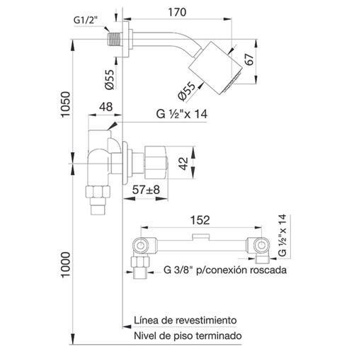 Grifería de Ducha y Bañera Fv Radal cromo 103/C7