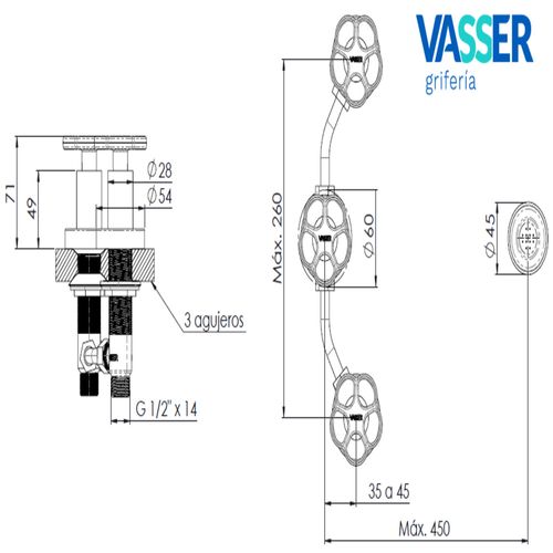 Grifería de Bidet Vasser Blume cromo 28/1031