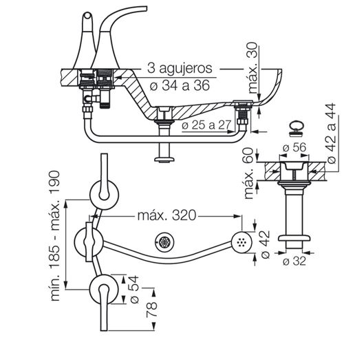 Grifería de Bidet Fv 49L Alesia Lever Cromo 295/49L