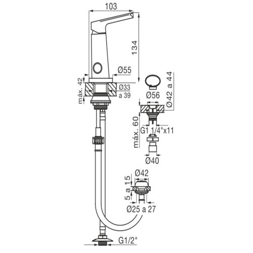 Grifería de Bidet Fv  D8 Aromo Monocomando Cromo 0189/D8