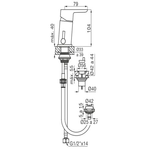 Grifería de Bidet Fv B5 Puelo Monocomando cromo 189/B5