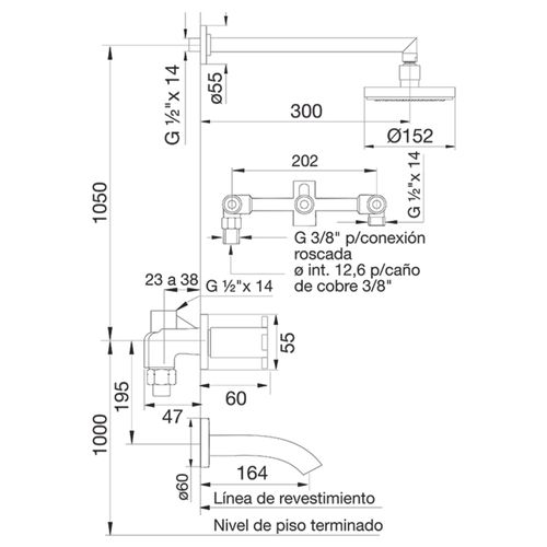 Grifería de Ducha y Bañera Fv D7 Alerce cromo 103/D7