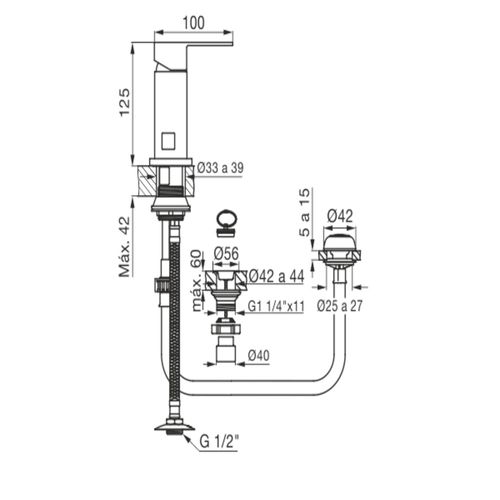 Griferia de Bidet Fv 85N Dominic New Monocomando 0189/85N Cromo