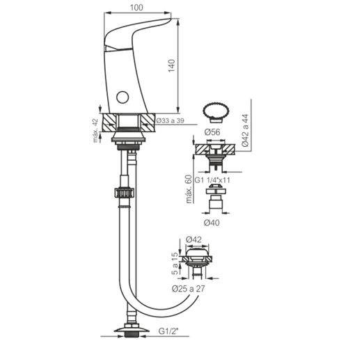 Grifería de Bidet Fv L2 Epuyén Monocomando 0189/L2 Cromo