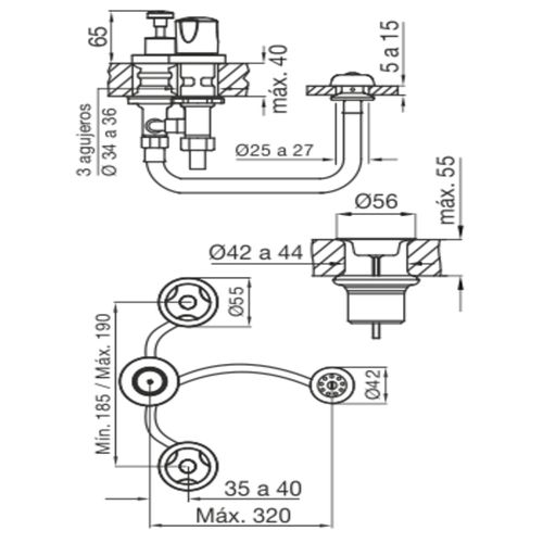 Grifería de Bidet Fv B6 Pampa Cromo 295/B6