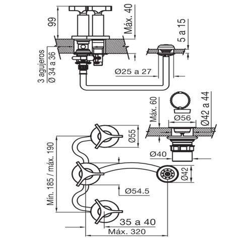 Grifería de Bidet Fv C3 Triades Cromo 295/C3