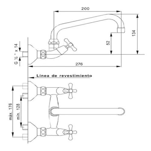 Grifería de cocina para pared Fv Allegro cromo 0409/15