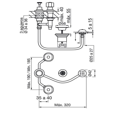 Grifería de Bidet Fv Arizona Plus cromo 0295/B1P