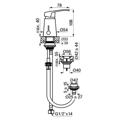 Grifería de Bidet Fv B1 Arizona Monocomando cromo 0189/B1