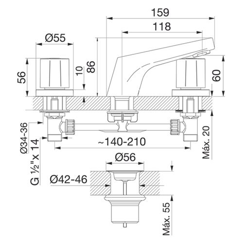 Grifería de Lavatorio FV Oberá  Cromo 207/G5