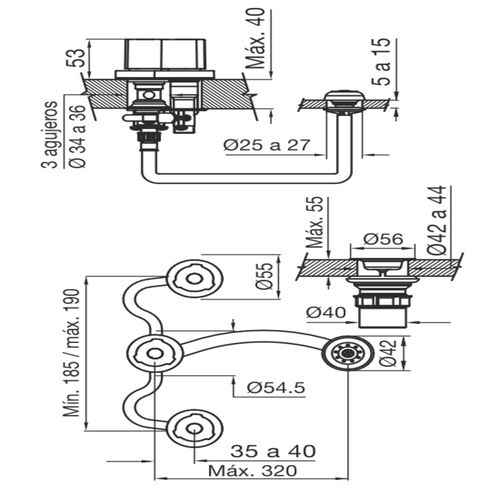 Grifería de Bidet Fv Radal cromo 295/C7