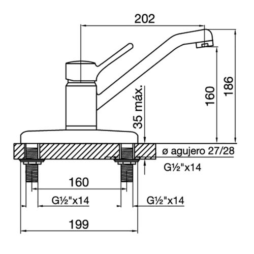 Grifería de Cocina Fv Swing cromo 411.03/90A