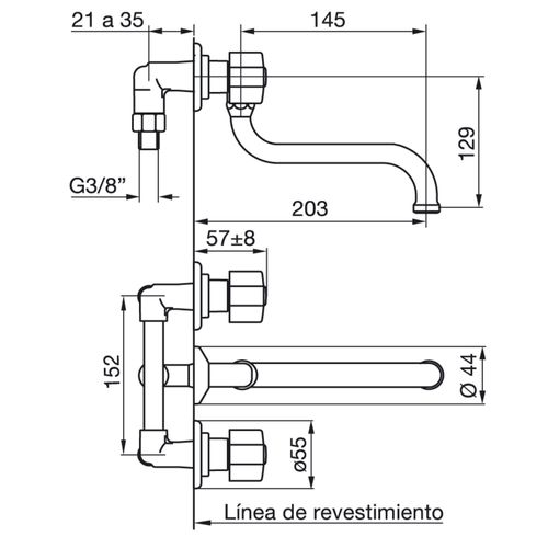 Grifería de Cocina Fv Arizona Plus para embutir cromo 0403/B1P