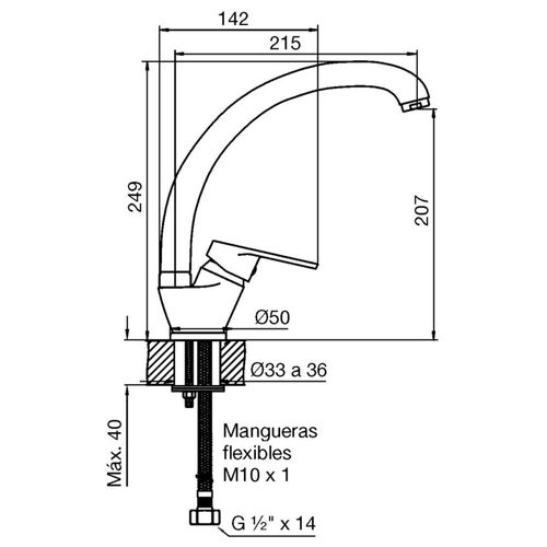 Griferia de Cocina FV Compacta Monocomando 0423/M4 Cromo