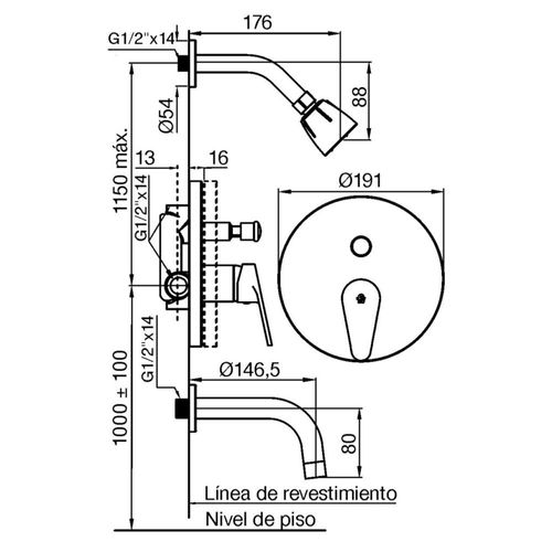 Griferia de Ducha FV Compacta Monocomando 106/M4 cromo