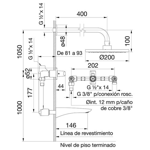 Grifería de Ducha y Bañera FV Epuyen cromo 103/L2