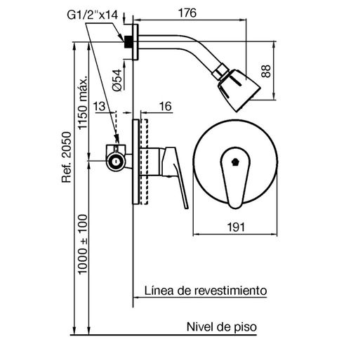 Griferia de Ducha Fv  Compacta Monocomando 108/M4 cromo