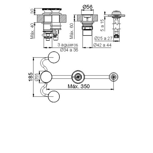 Grifería de Bidet Nueva 295/44N cromo