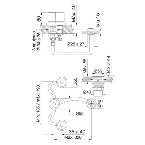 Grifería de Bidet FV Oberá Cromo 295/G5