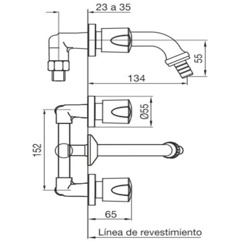 Grifería Fv Pampa Lavadero Pico Manguera cromo 0401/B6