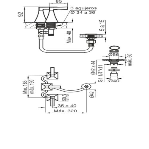 Grifería de Bidet Fv H3L Urbano Lever Cromo 295/H3L