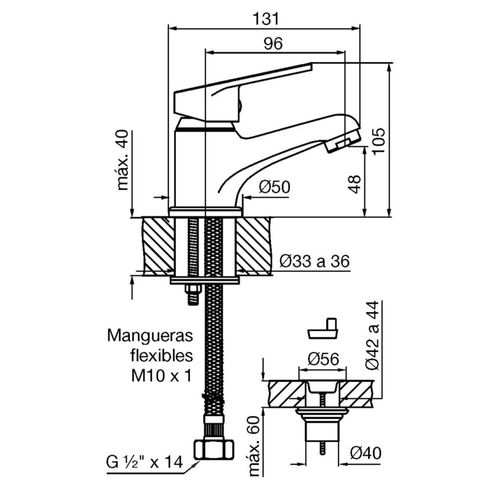 Grifería de Lavatorio FV Compacta Monocomando cromo 181/M4