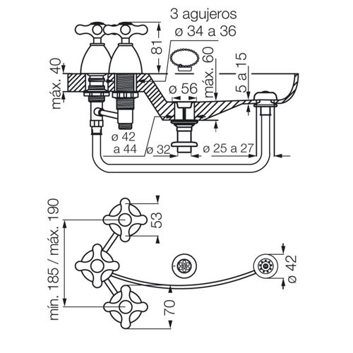 Grifería de Bidet FV Margot Cruz 295/62 cromo