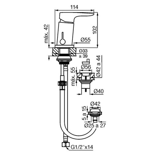 Grifería de bidet Fv Jana Monocomando 0189/M1 Cromo