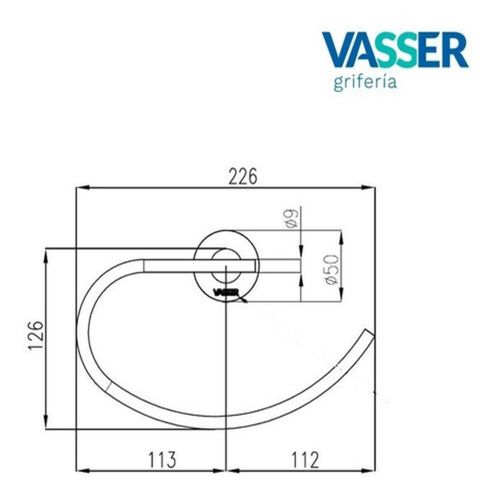 Toallero de Aro Vasser Cyrano Black 13/1809.NG