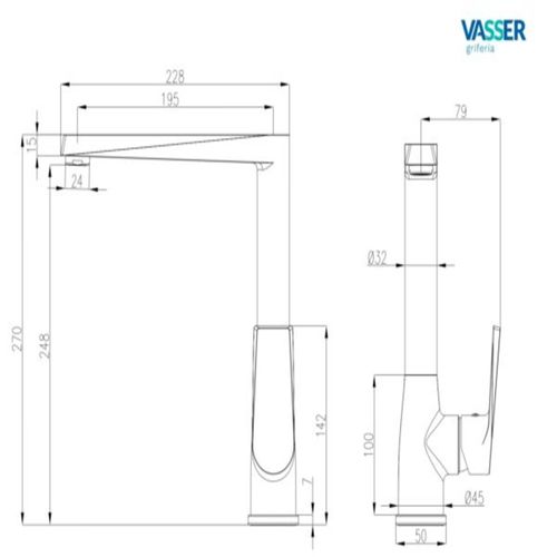 Grifería de Cocina Monocomando Vasser Zafiro Black 12/2302.NG