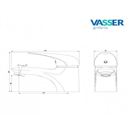 Grifería de Lavatorio Monocomando Vasser Kassia Cromo 11/1012