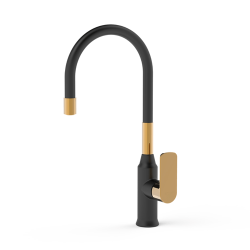 Grifería Cocina Mono Flexible Agatha Black & Gold Rose