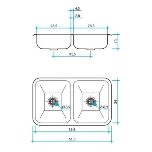 Bacha de Cocina Johnson 430 Doble CC28B