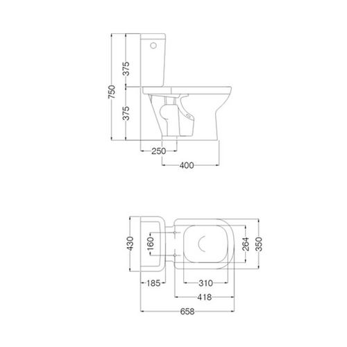 Combo de inodoro largo con deposito y bidet Ferrum Bari