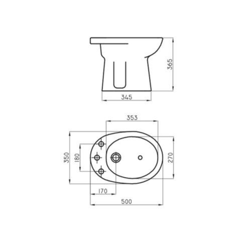 Bidet Ferrum Andina 3 Agujeros Blanco BEA3-B