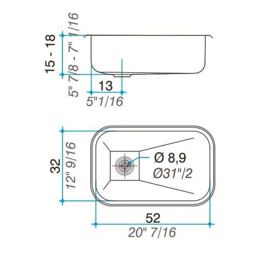 Bacha Cocina Simple Johnson Zz52/18  52x32x18