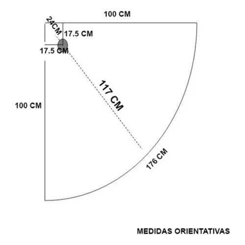 Receptáculo para Ducha Semicircular Ferrum 90x120x18 Derecho