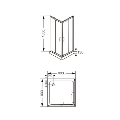 Cabina de ducha Ferrum Cuadrada NB9CZ 90x90 cm