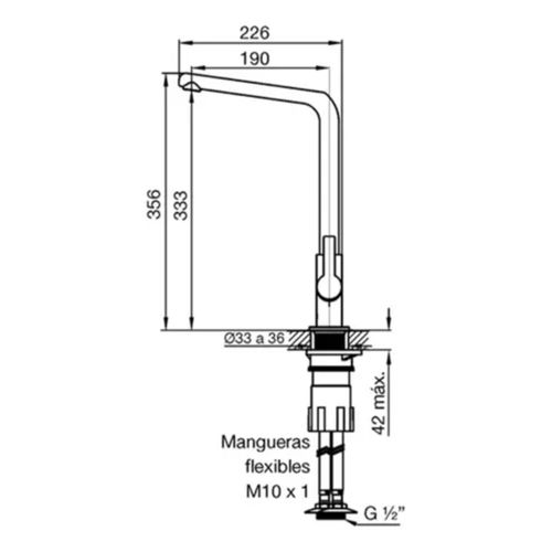 Grifería FV monocomando para mesada de cocina 0411.04/N2 Ciprés