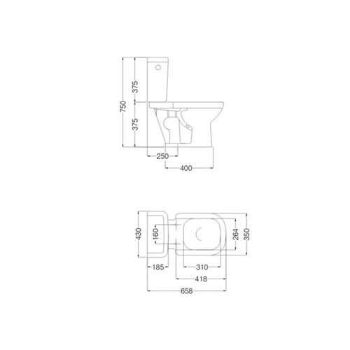 Combo Ferrum Bari Inodoro Largo con Bidet 3 Agujeros