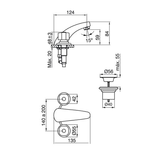 Grifería de Lavatorio Fv Arizona Plus cromo 0207/B1P OUTLET