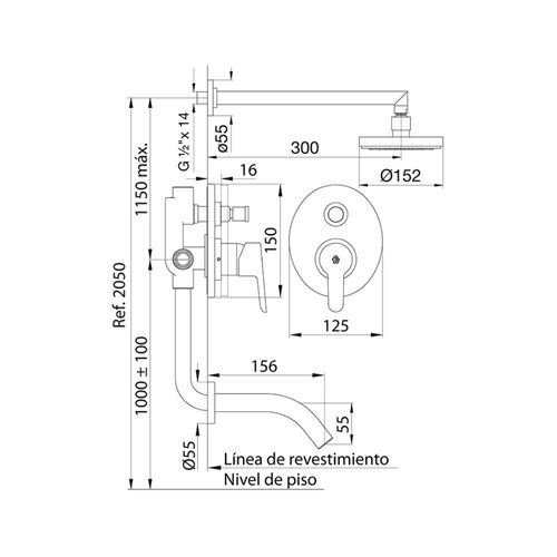 Grifería de Ducha y Bañera Fv B5 Puelo Monocomando 0106/B5-CR OUTLET