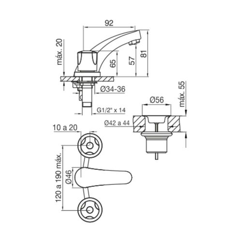 Grifería de Lavatorio Fv B6 Pampa Cromo 207/B6 OUTLET