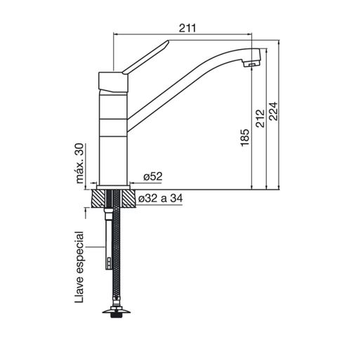 Grifería de Cocina Fv B2 Newport Monocomando Cromo 411.02/B2 OUTLET