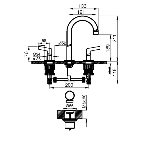 Griferia de Lavatorio FV Arrayan Cromo 0207/H6-CR