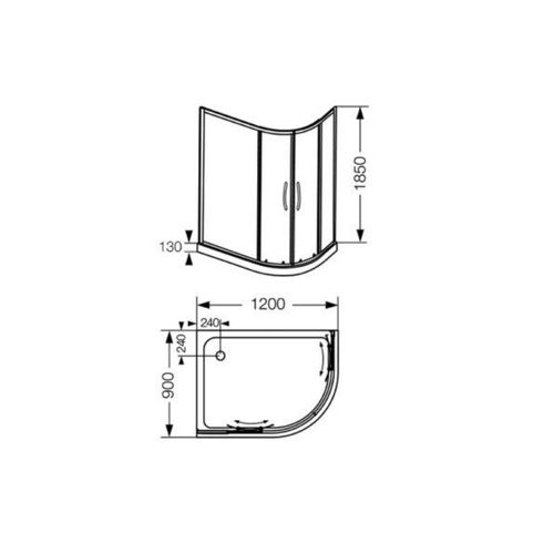 Box de ducha Ferrum Semicircular NB2QZ-CR Transparente 120x90 cm